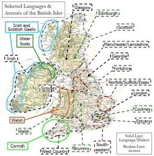 Карта британских диалектов