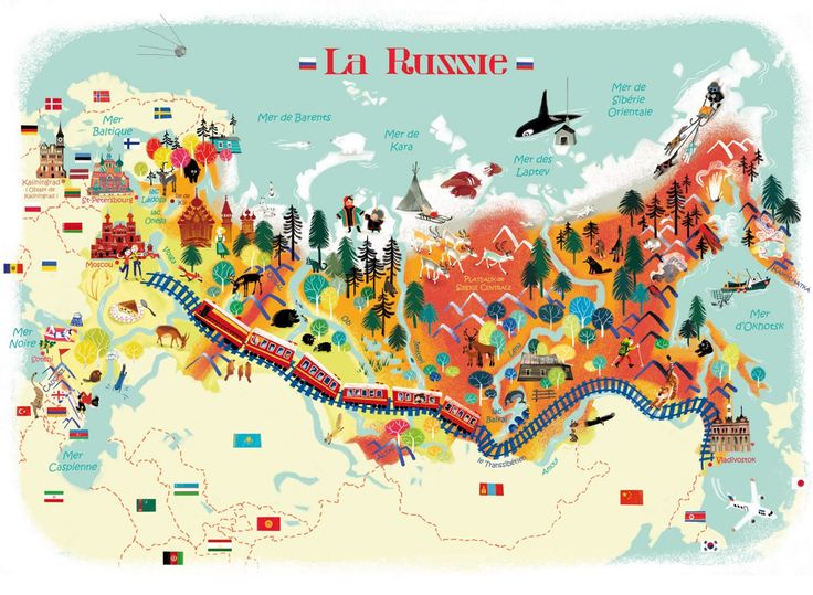 карта России на французском языке